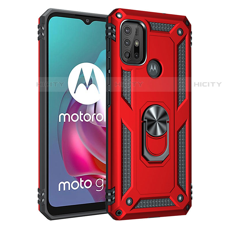Funda Bumper Silicona y Plastico Mate Carcasa con Magnetico Anillo de dedo Soporte para Motorola Moto G10