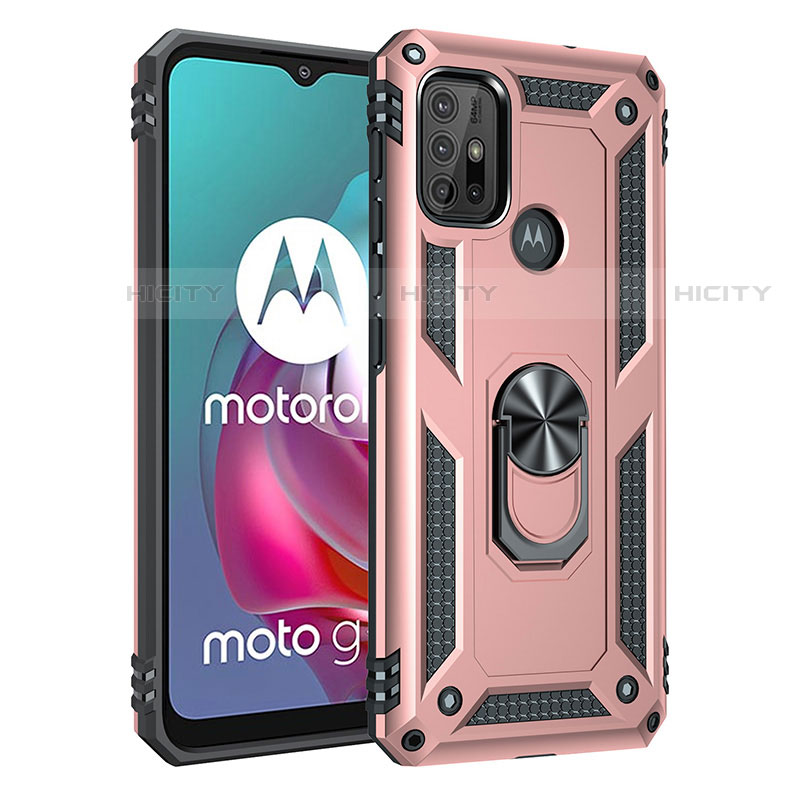 Funda Bumper Silicona y Plastico Mate Carcasa con Magnetico Anillo de dedo Soporte para Motorola Moto G10
