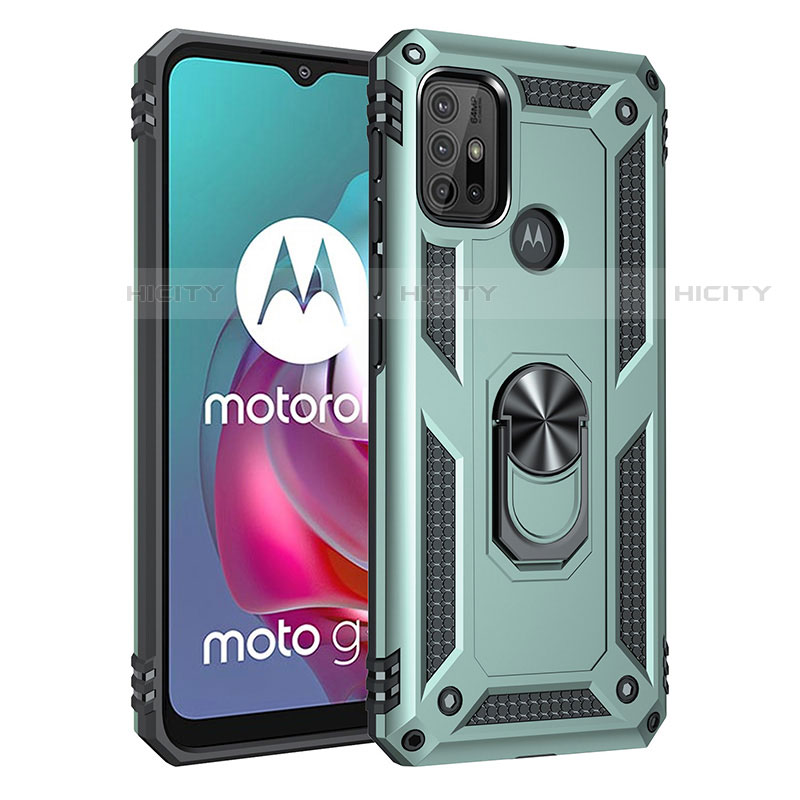 Funda Bumper Silicona y Plastico Mate Carcasa con Magnetico Anillo de dedo Soporte para Motorola Moto G10 Power