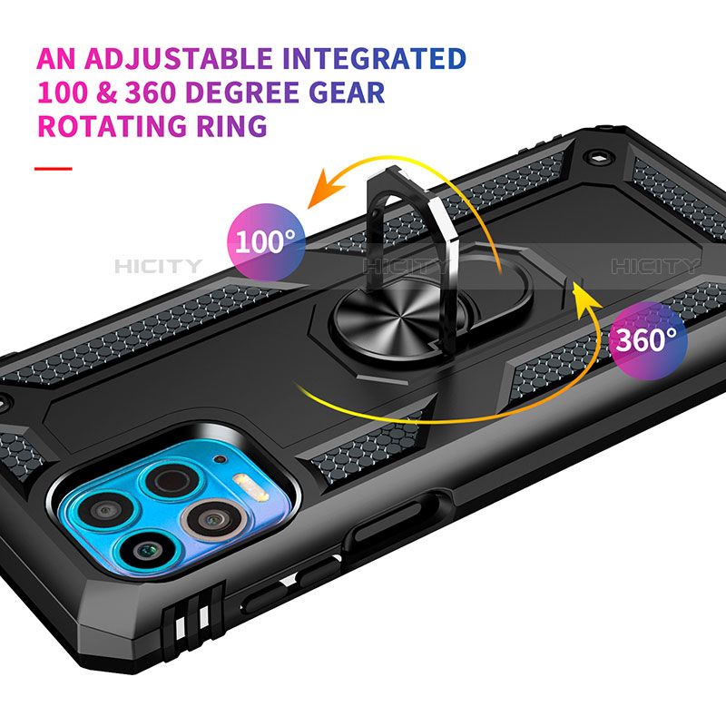 Funda Bumper Silicona y Plastico Mate Carcasa con Magnetico Anillo de dedo Soporte para Motorola Moto G100 5G