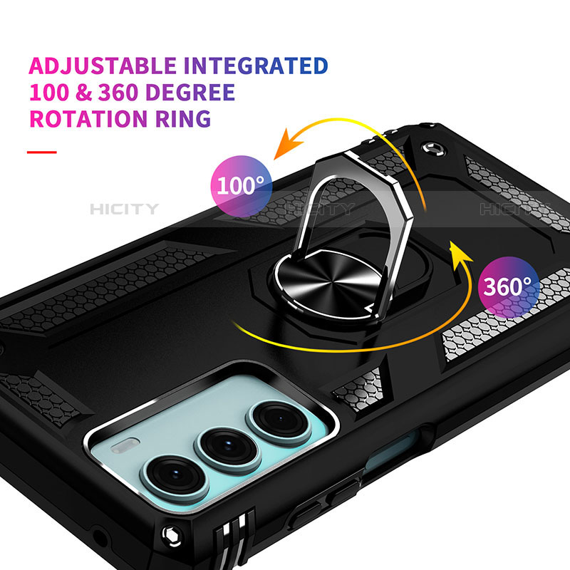 Funda Bumper Silicona y Plastico Mate Carcasa con Magnetico Anillo de dedo Soporte para Motorola Moto G200 5G