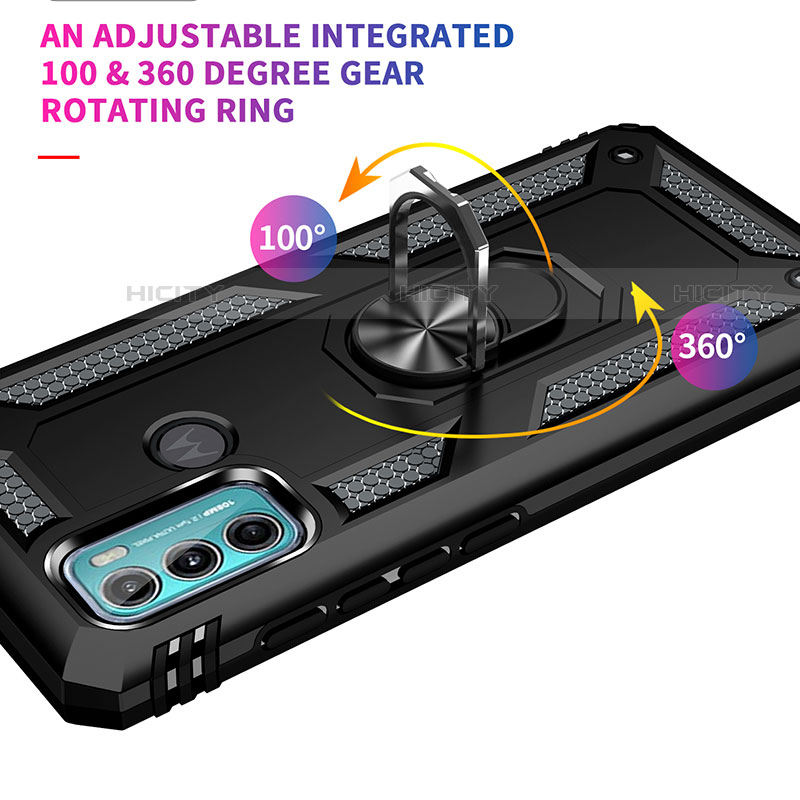 Funda Bumper Silicona y Plastico Mate Carcasa con Magnetico Anillo de dedo Soporte para Motorola Moto G40 Fusion
