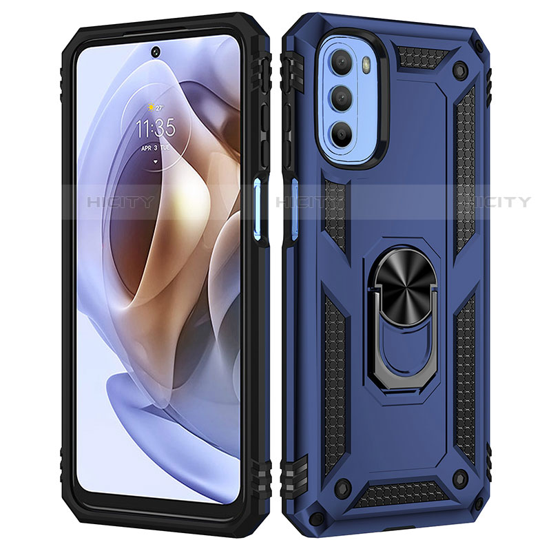 Funda Bumper Silicona y Plastico Mate Carcasa con Magnetico Anillo de dedo Soporte para Motorola Moto G41