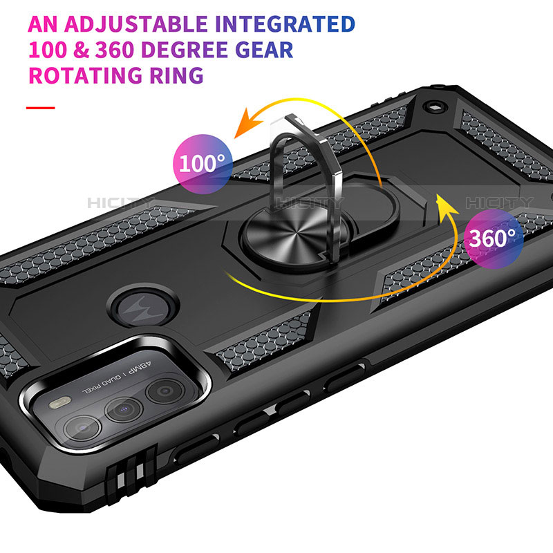 Funda Bumper Silicona y Plastico Mate Carcasa con Magnetico Anillo de dedo Soporte para Motorola Moto G50
