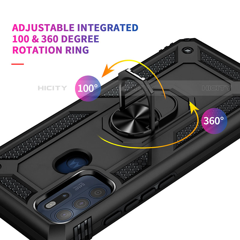 Funda Bumper Silicona y Plastico Mate Carcasa con Magnetico Anillo de dedo Soporte para Motorola Moto G60s