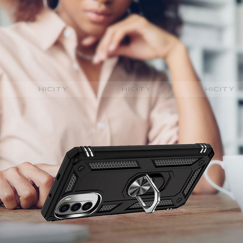 Funda Bumper Silicona y Plastico Mate Carcasa con Magnetico Anillo de dedo Soporte para Motorola Moto G71s 5G
