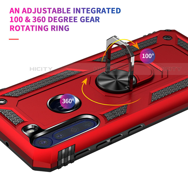 Funda Bumper Silicona y Plastico Mate Carcasa con Magnetico Anillo de dedo Soporte para Motorola Moto One Fusion