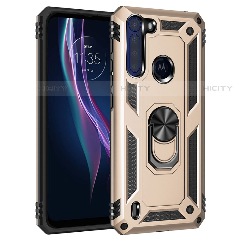 Funda Bumper Silicona y Plastico Mate Carcasa con Magnetico Anillo de dedo Soporte para Motorola Moto One Fusion