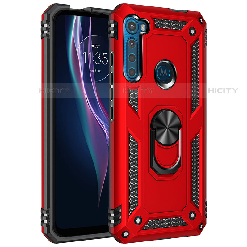 Funda Bumper Silicona y Plastico Mate Carcasa con Magnetico Anillo de dedo Soporte para Motorola Moto One Fusion Plus