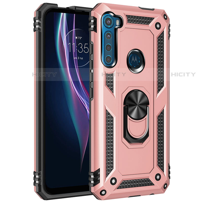 Funda Bumper Silicona y Plastico Mate Carcasa con Magnetico Anillo de dedo Soporte para Motorola Moto One Fusion Plus