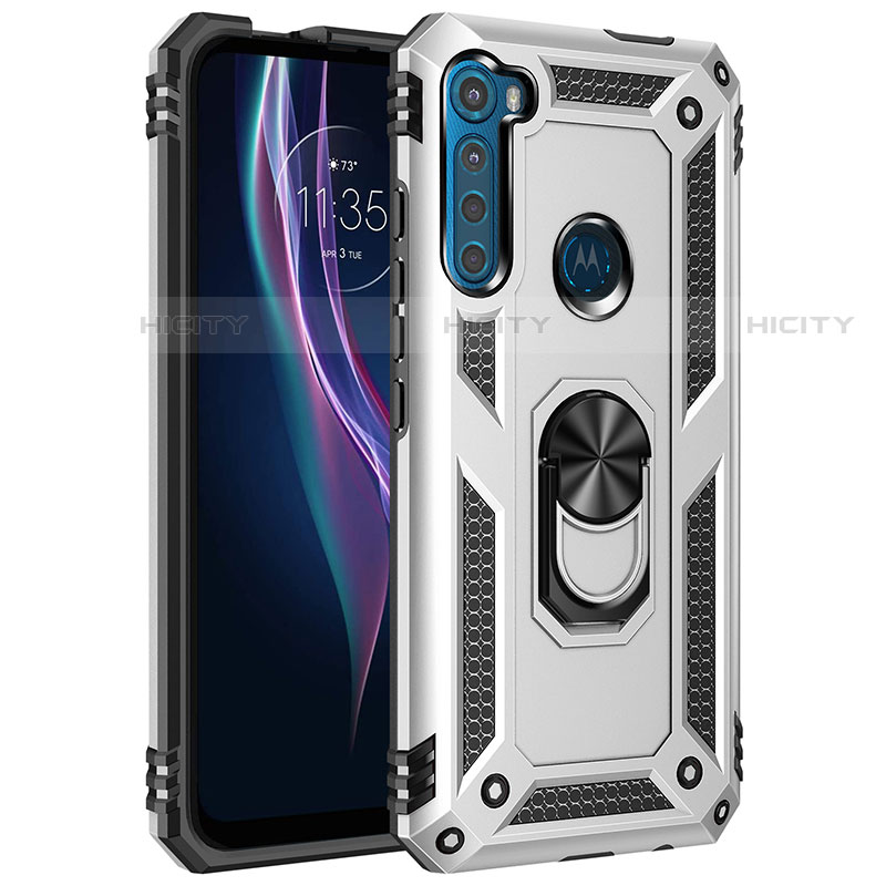 Funda Bumper Silicona y Plastico Mate Carcasa con Magnetico Anillo de dedo Soporte para Motorola Moto One Fusion Plus