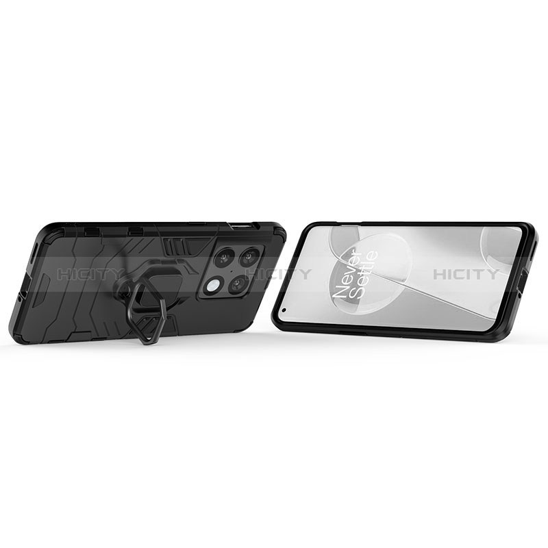Funda Bumper Silicona y Plastico Mate Carcasa con Magnetico Anillo de dedo Soporte para OnePlus 10 Pro 5G