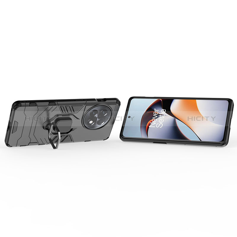 Funda Bumper Silicona y Plastico Mate Carcasa con Magnetico Anillo de dedo Soporte para OnePlus 11R 5G