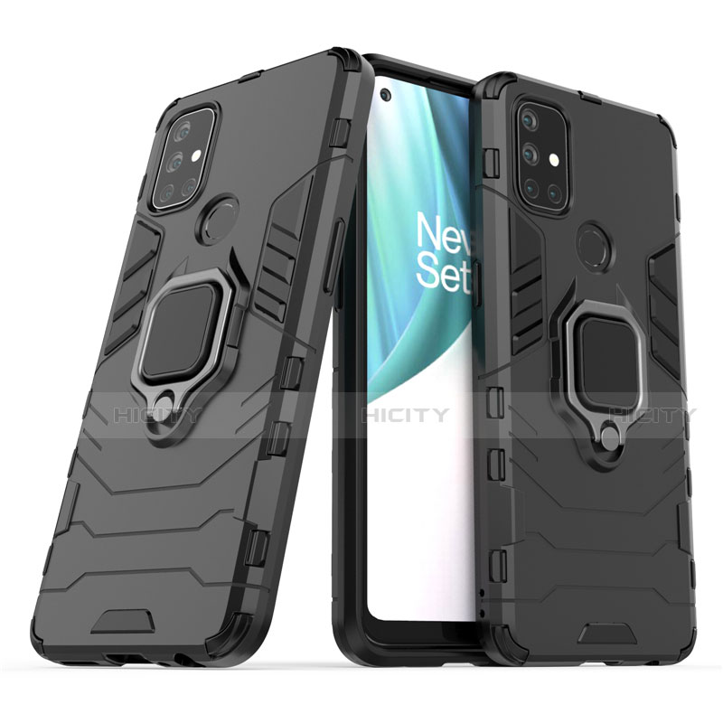 Funda Bumper Silicona y Plastico Mate Carcasa con Magnetico Anillo de dedo Soporte para OnePlus Nord N10 5G