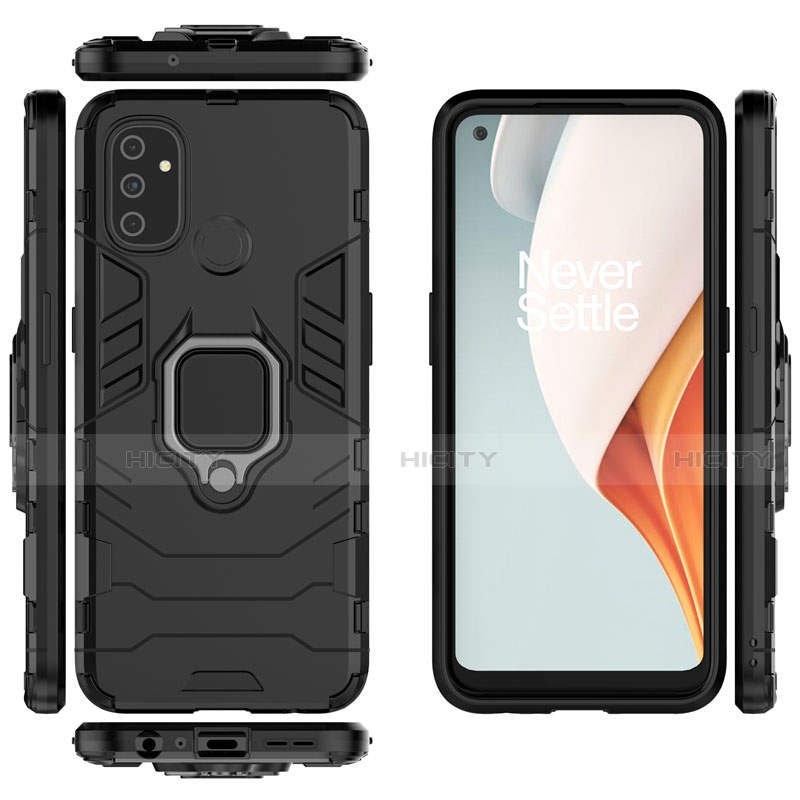 Funda Bumper Silicona y Plastico Mate Carcasa con Magnetico Anillo de dedo Soporte para OnePlus Nord N100