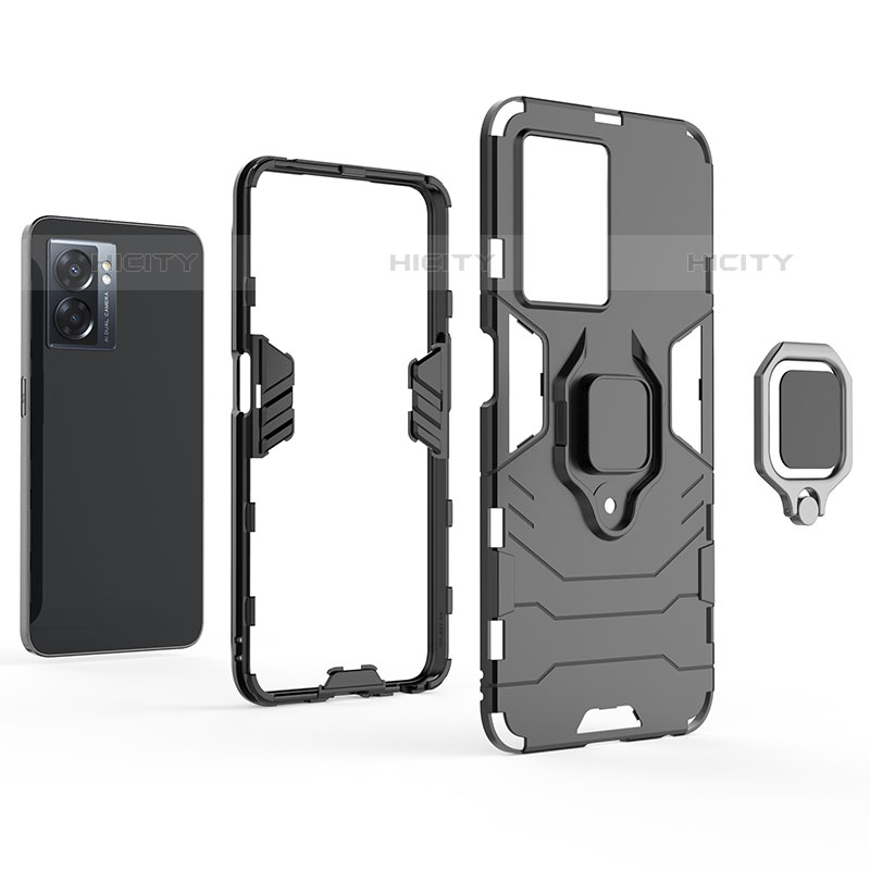 Funda Bumper Silicona y Plastico Mate Carcasa con Magnetico Anillo de dedo Soporte para OnePlus Nord N300 5G