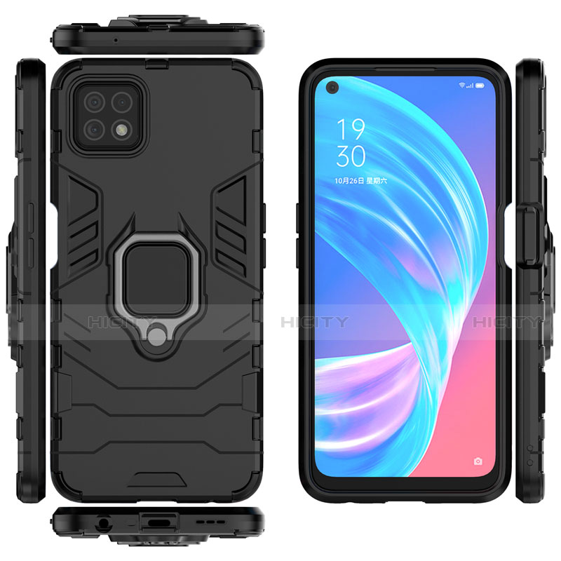 Funda Bumper Silicona y Plastico Mate Carcasa con Magnetico Anillo de dedo Soporte para Oppo A73 5G