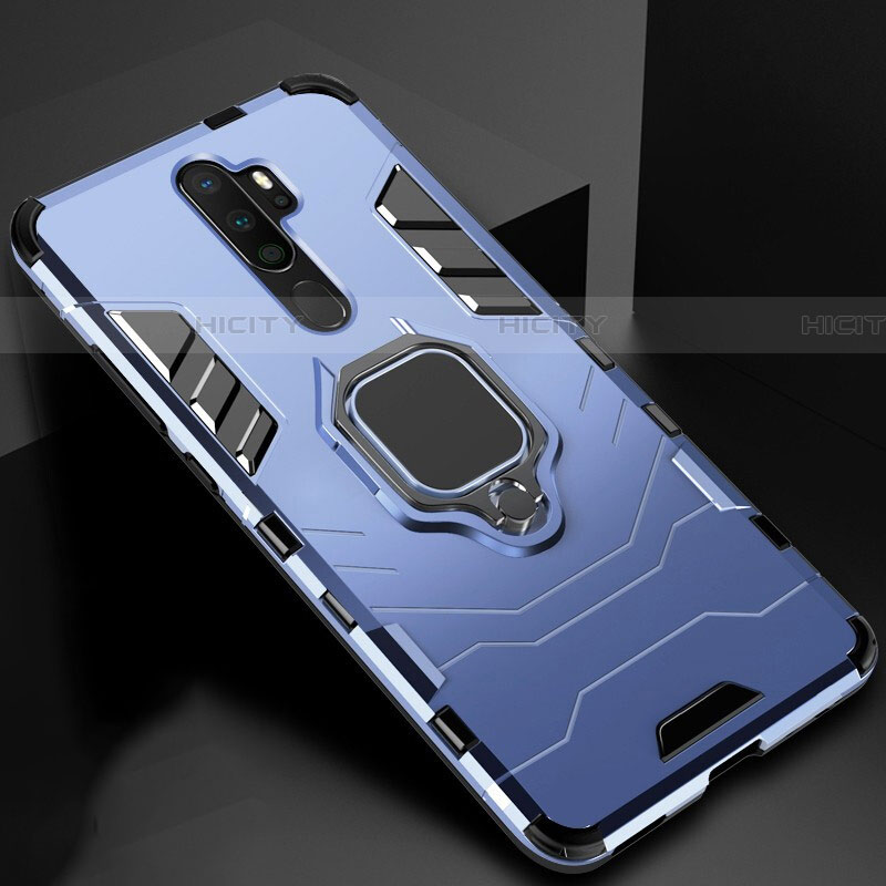 Funda Bumper Silicona y Plastico Mate Carcasa con Magnetico Anillo de dedo Soporte para Oppo A9 (2020)