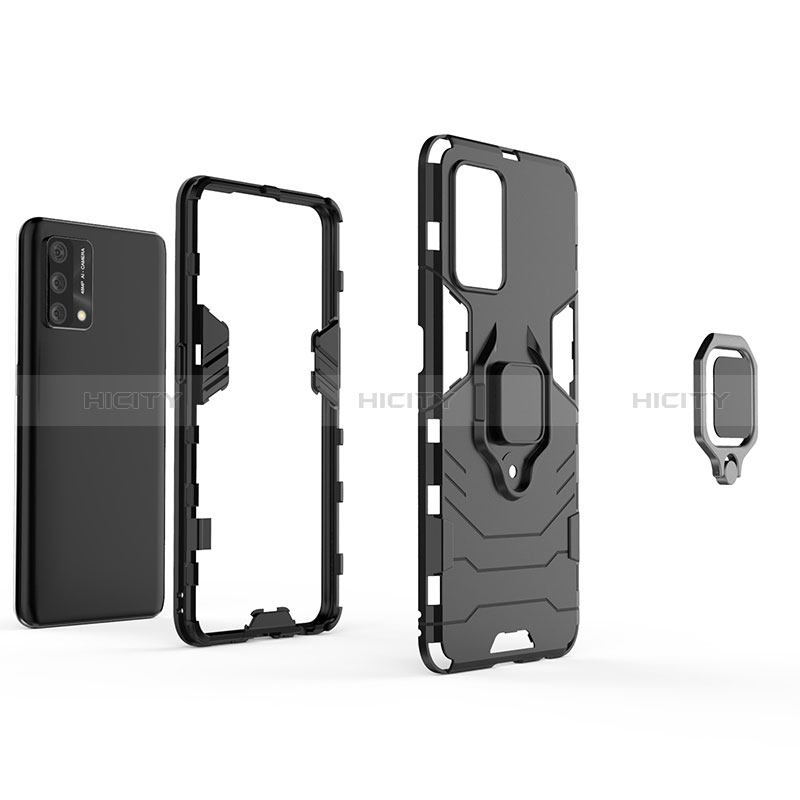 Funda Bumper Silicona y Plastico Mate Carcasa con Magnetico Anillo de dedo Soporte para Oppo F19