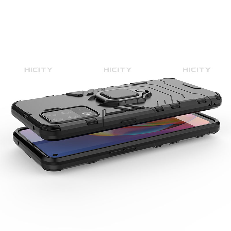 Funda Bumper Silicona y Plastico Mate Carcasa con Magnetico Anillo de dedo Soporte para Oppo F19 Pro