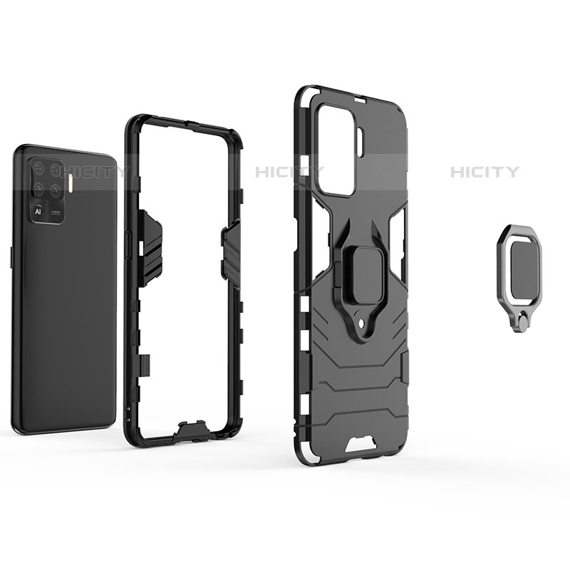 Funda Bumper Silicona y Plastico Mate Carcasa con Magnetico Anillo de dedo Soporte para Oppo F19 Pro