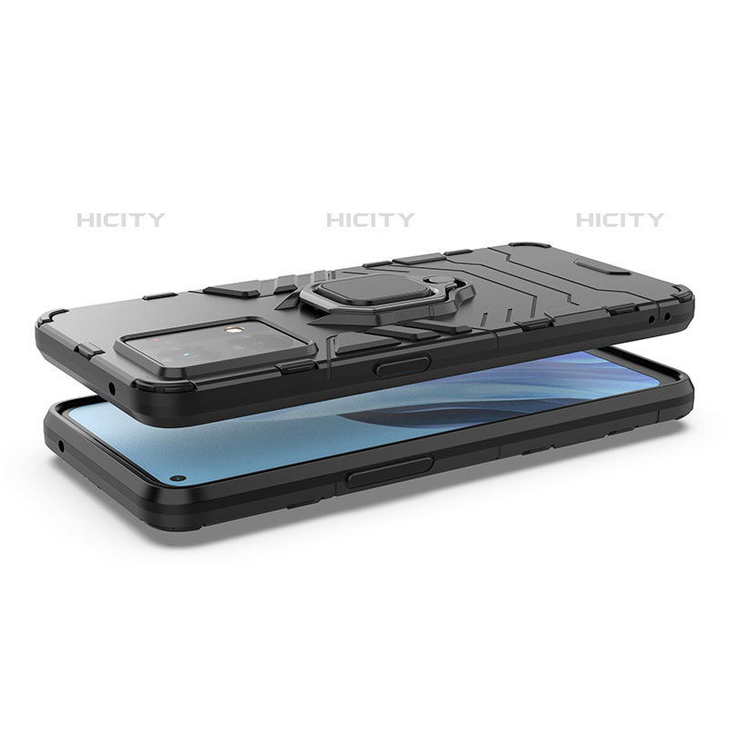 Funda Bumper Silicona y Plastico Mate Carcasa con Magnetico Anillo de dedo Soporte para Oppo F21s Pro 4G