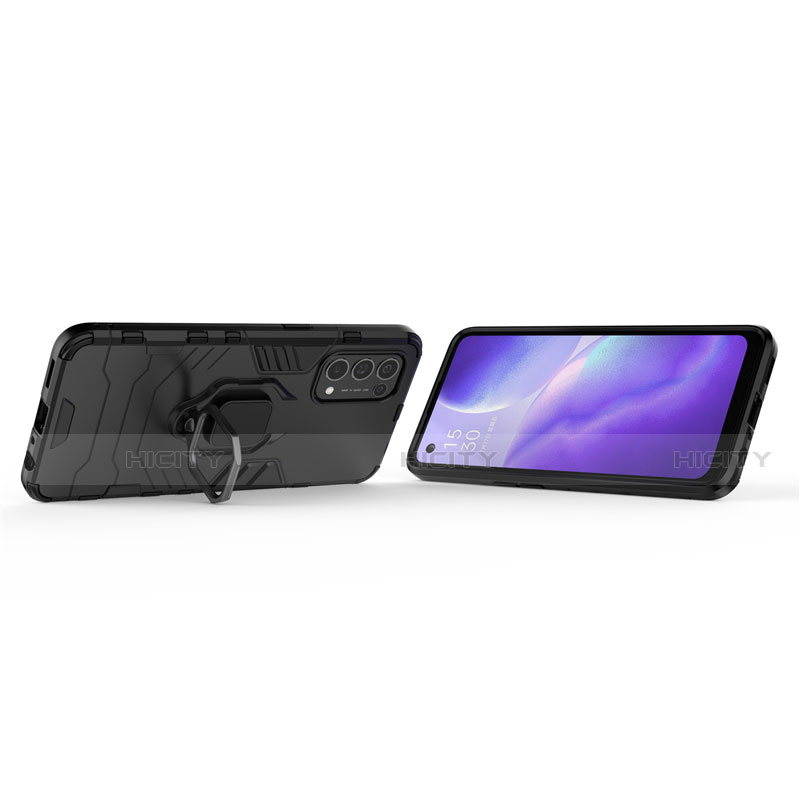 Funda Bumper Silicona y Plastico Mate Carcasa con Magnetico Anillo de dedo Soporte para Oppo Find X3 Lite 5G