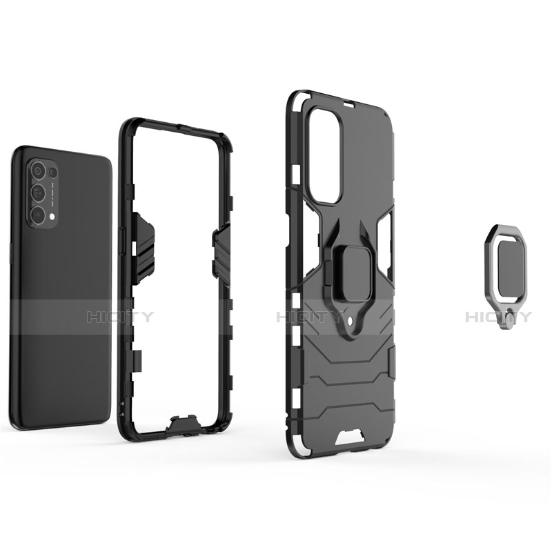 Funda Bumper Silicona y Plastico Mate Carcasa con Magnetico Anillo de dedo Soporte para Oppo Find X3 Lite 5G