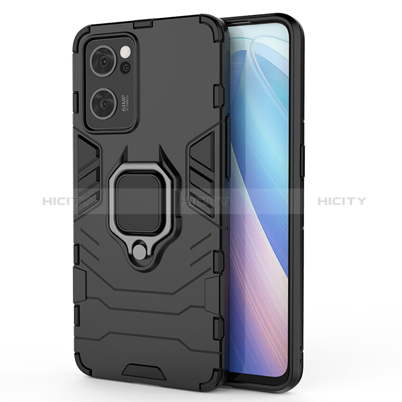 Funda Bumper Silicona y Plastico Mate Carcasa con Magnetico Anillo de dedo Soporte para Oppo Find X5 Lite 5G