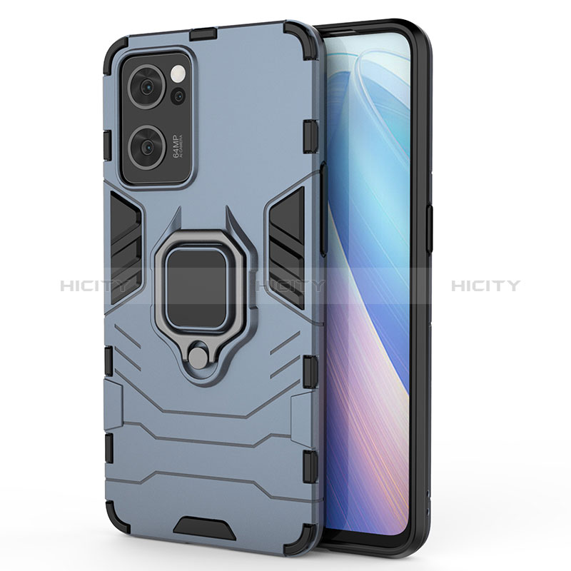 Funda Bumper Silicona y Plastico Mate Carcasa con Magnetico Anillo de dedo Soporte para Oppo Find X5 Lite 5G