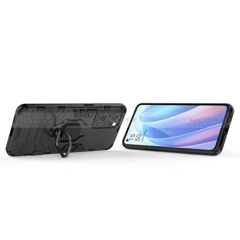 Funda Bumper Silicona y Plastico Mate Carcasa con Magnetico Anillo de dedo Soporte para Oppo Find X5 Lite 5G