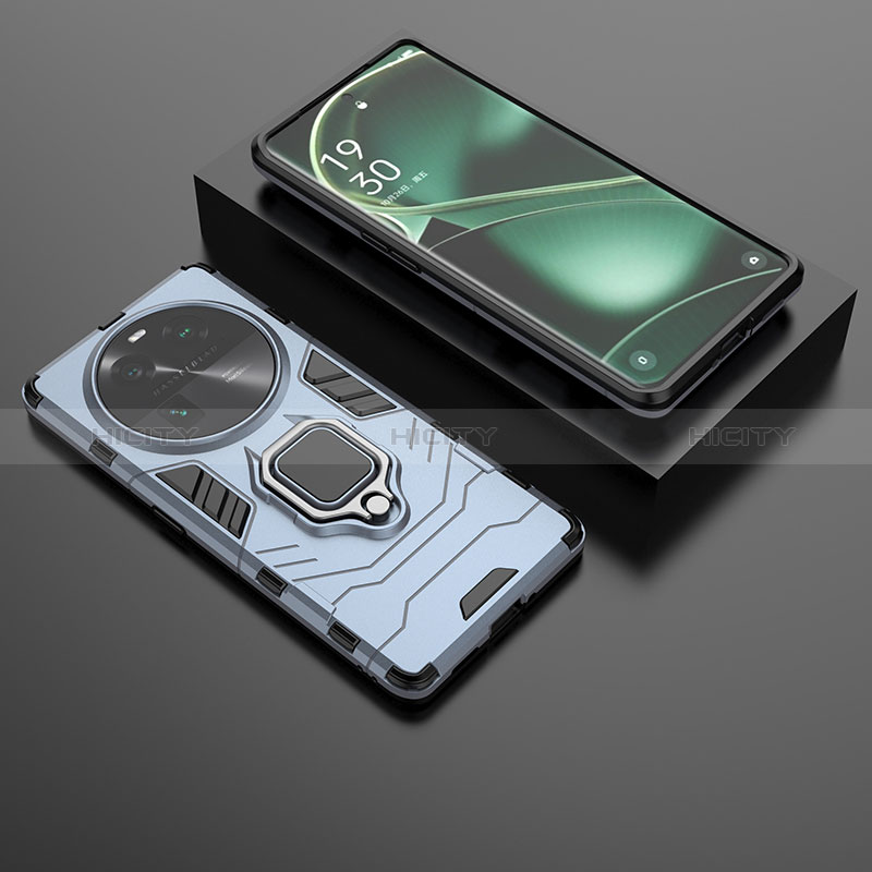 Funda Bumper Silicona y Plastico Mate Carcasa con Magnetico Anillo de dedo Soporte para Oppo Find X6 5G