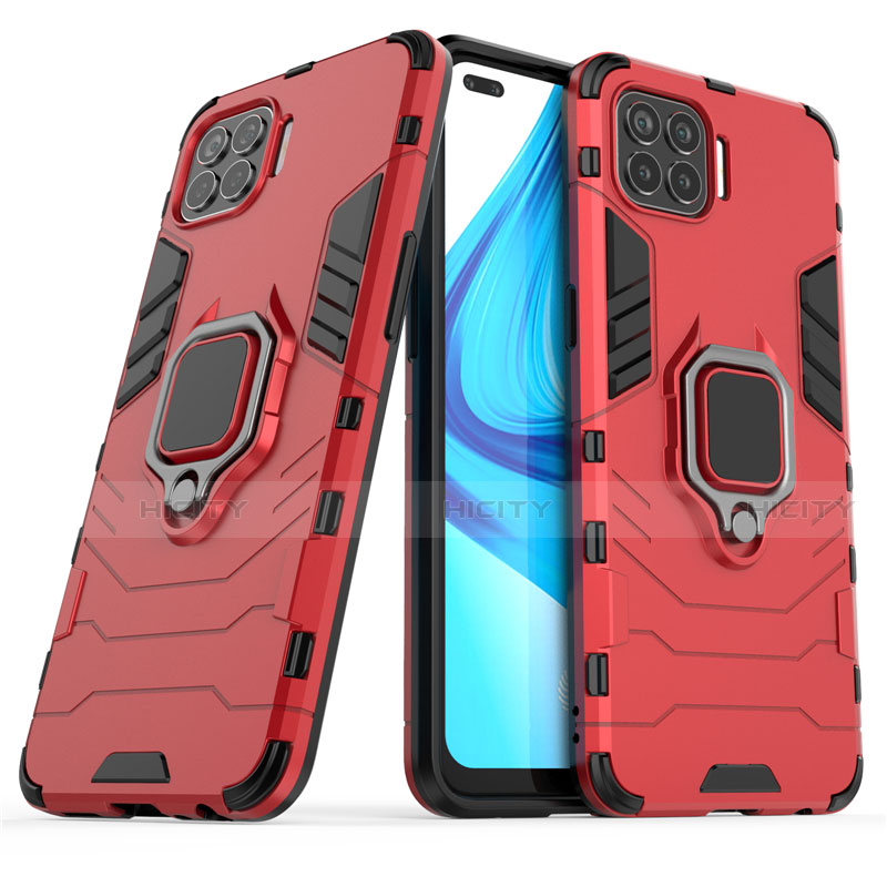 Funda Bumper Silicona y Plastico Mate Carcasa con Magnetico Anillo de dedo Soporte para Oppo Reno4 F