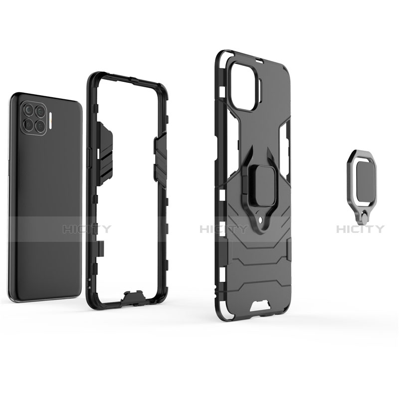 Funda Bumper Silicona y Plastico Mate Carcasa con Magnetico Anillo de dedo Soporte para Oppo Reno4 F