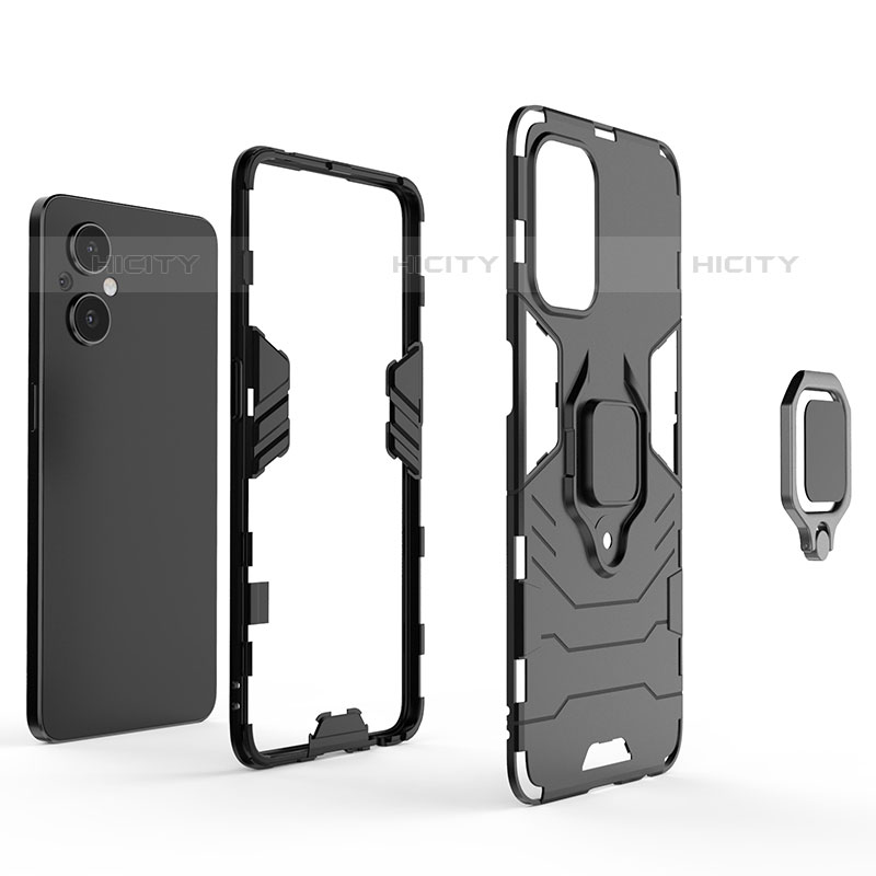 Funda Bumper Silicona y Plastico Mate Carcasa con Magnetico Anillo de dedo Soporte para Oppo Reno7 Lite 5G