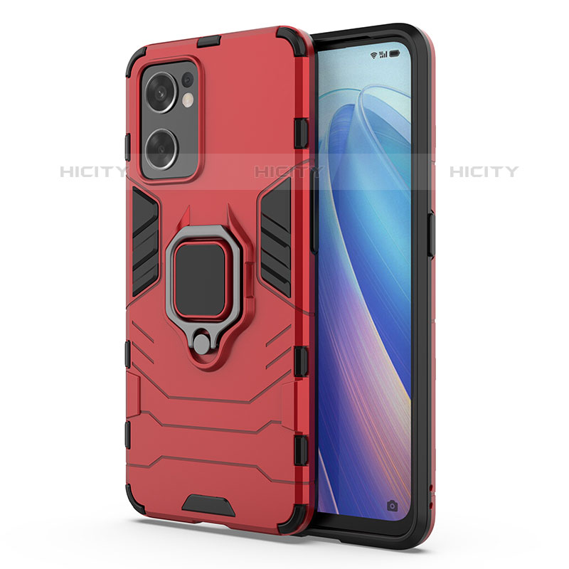 Funda Bumper Silicona y Plastico Mate Carcasa con Magnetico Anillo de dedo Soporte para Oppo Reno7 SE 5G