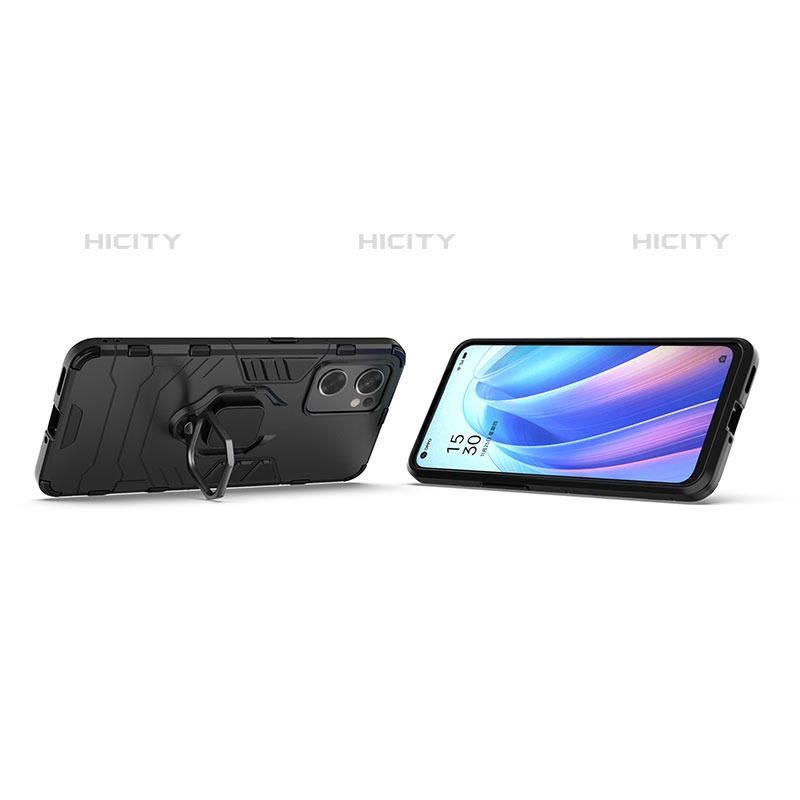 Funda Bumper Silicona y Plastico Mate Carcasa con Magnetico Anillo de dedo Soporte para Oppo Reno7 SE 5G