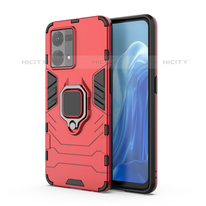 Funda Bumper Silicona y Plastico Mate Carcasa con Magnetico Anillo de dedo Soporte para Oppo Reno8 4G