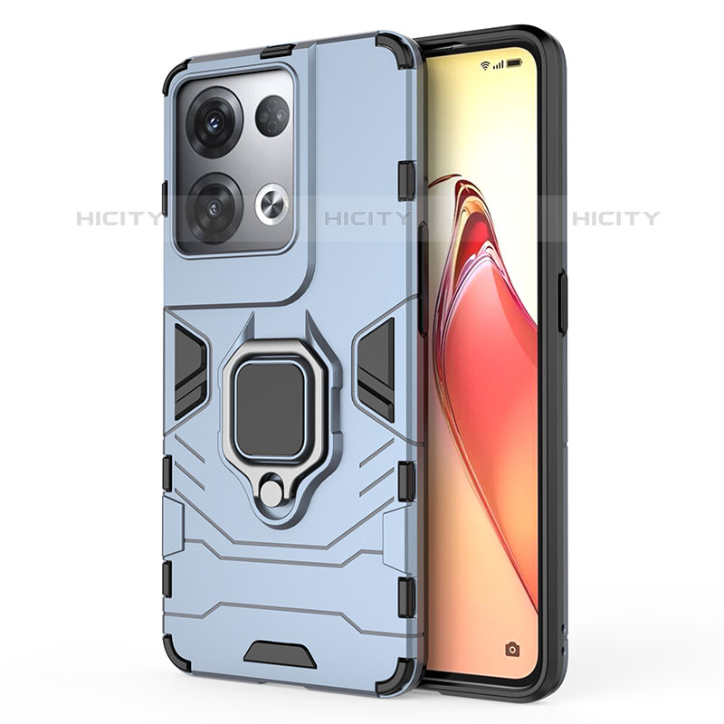 Funda Bumper Silicona y Plastico Mate Carcasa con Magnetico Anillo de dedo Soporte para Oppo Reno8 Pro+ Plus 5G