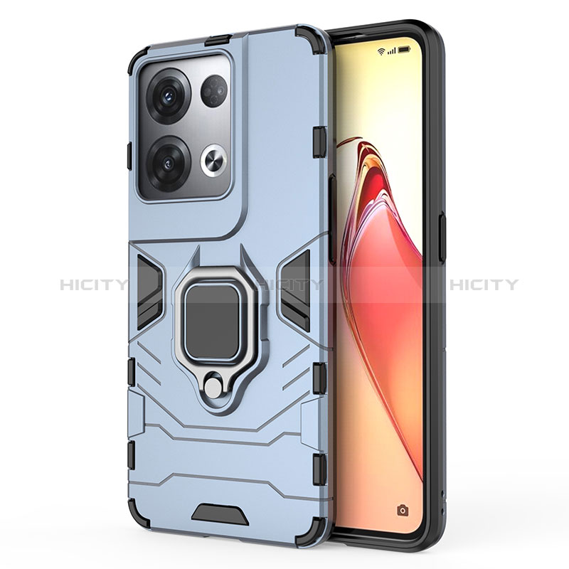 Funda Bumper Silicona y Plastico Mate Carcasa con Magnetico Anillo de dedo Soporte para Oppo Reno9 Pro+ Plus 5G