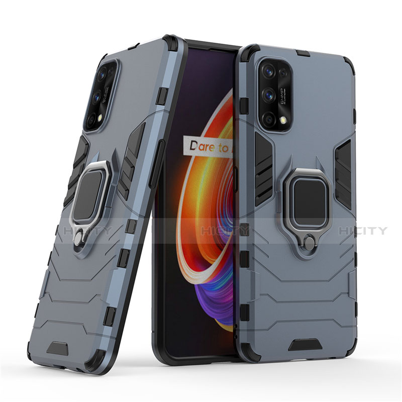 Funda Bumper Silicona y Plastico Mate Carcasa con Magnetico Anillo de dedo Soporte para Realme 7 Pro