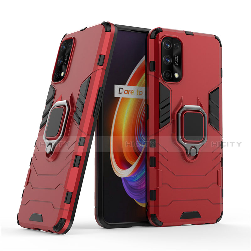 Funda Bumper Silicona y Plastico Mate Carcasa con Magnetico Anillo de dedo Soporte para Realme 7 Pro