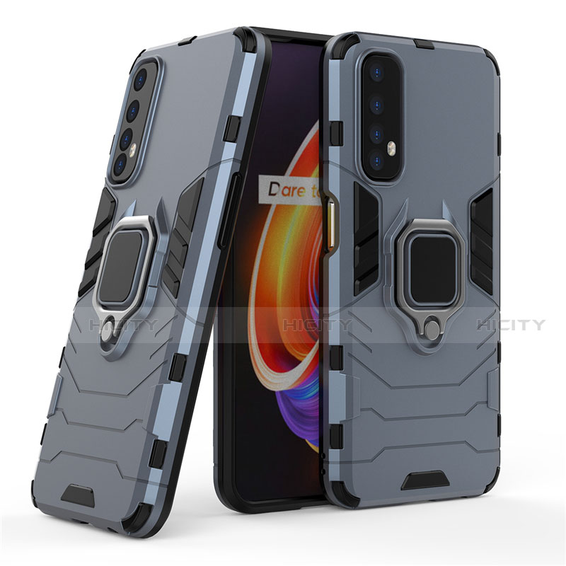 Funda Bumper Silicona y Plastico Mate Carcasa con Magnetico Anillo de dedo Soporte para Realme Narzo 20 Pro