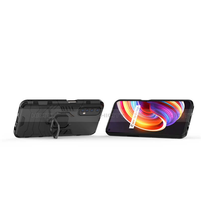 Funda Bumper Silicona y Plastico Mate Carcasa con Magnetico Anillo de dedo Soporte para Realme Narzo 20 Pro