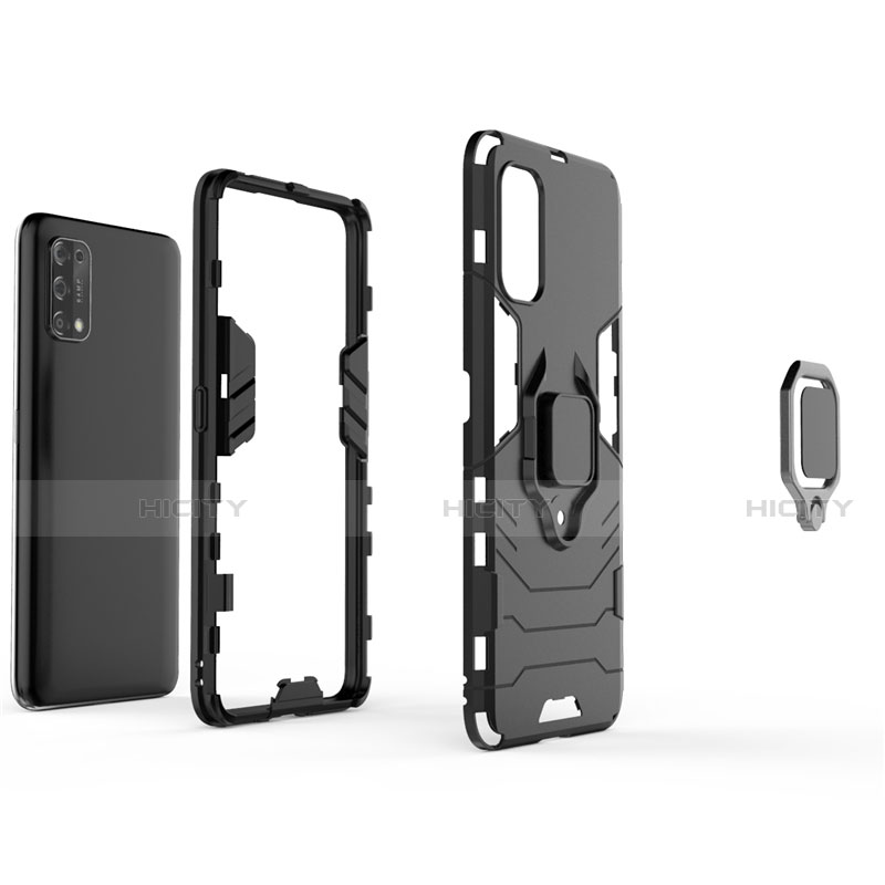 Funda Bumper Silicona y Plastico Mate Carcasa con Magnetico Anillo de dedo Soporte para Realme Q2 Pro 5G