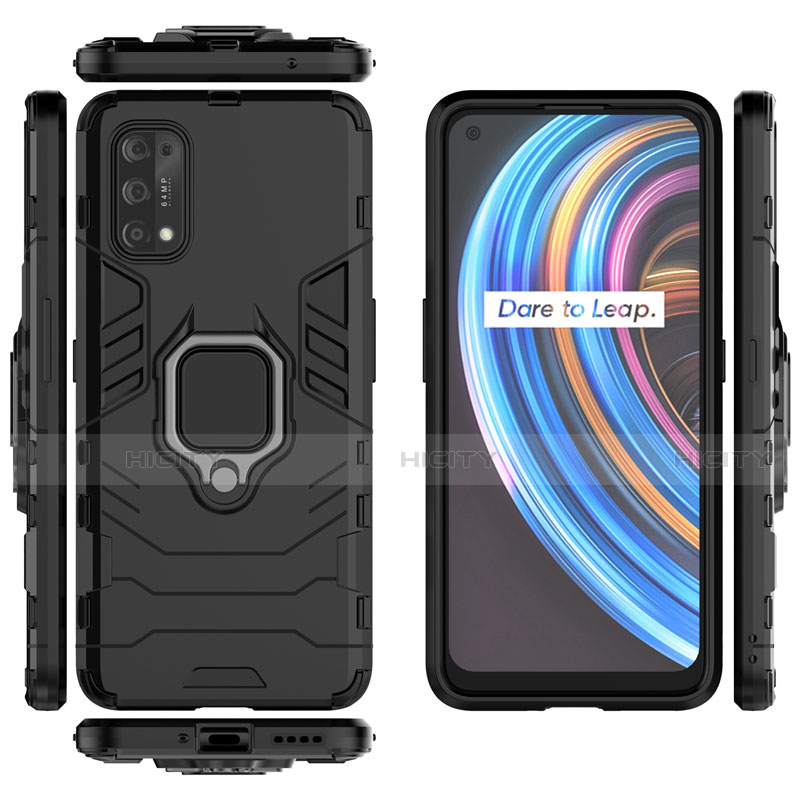 Funda Bumper Silicona y Plastico Mate Carcasa con Magnetico Anillo de dedo Soporte para Realme X7 Pro 5G