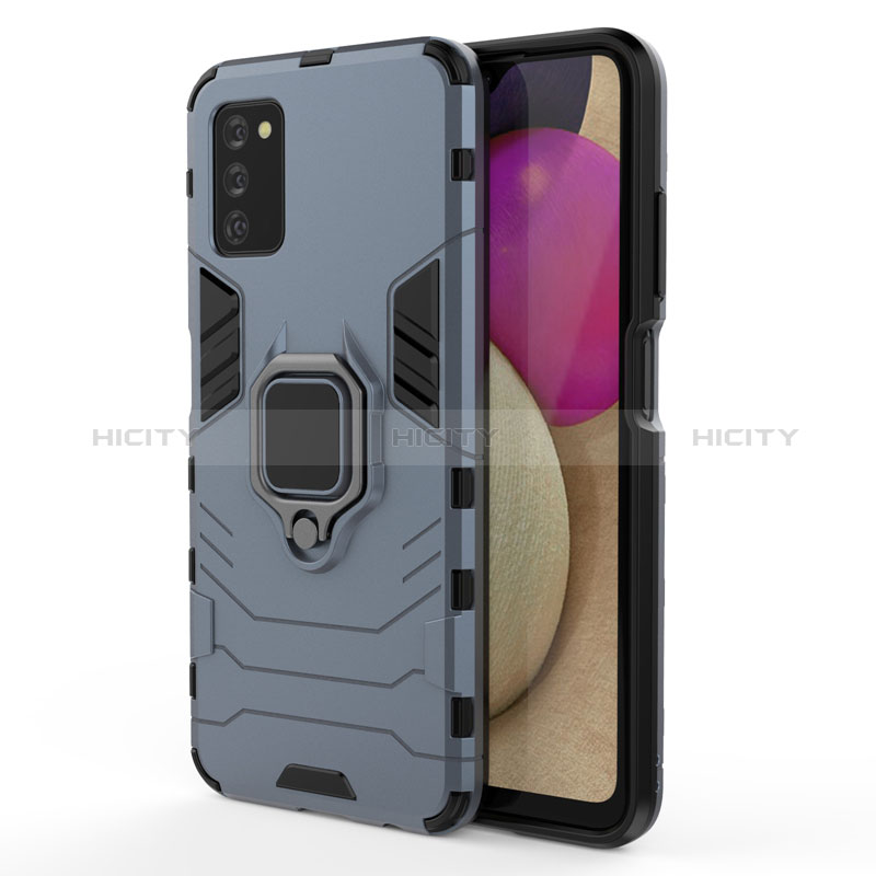 Funda Bumper Silicona y Plastico Mate Carcasa con Magnetico Anillo de dedo Soporte para Samsung Galaxy A02s