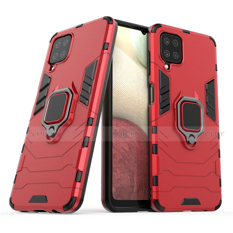 Funda Bumper Silicona y Plastico Mate Carcasa con Magnetico Anillo de dedo Soporte para Samsung Galaxy A12