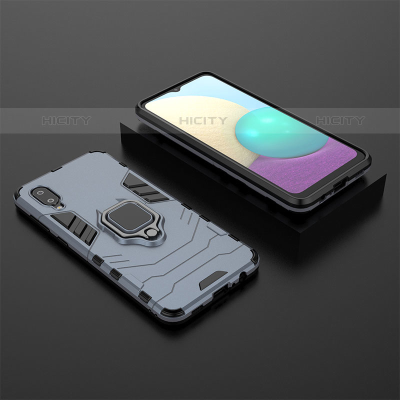 Funda Bumper Silicona y Plastico Mate Carcasa con Magnetico Anillo de dedo Soporte para Samsung Galaxy M02