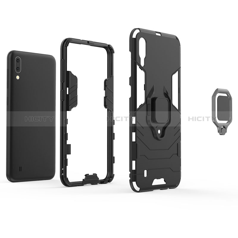 Funda Bumper Silicona y Plastico Mate Carcasa con Magnetico Anillo de dedo Soporte para Samsung Galaxy M10